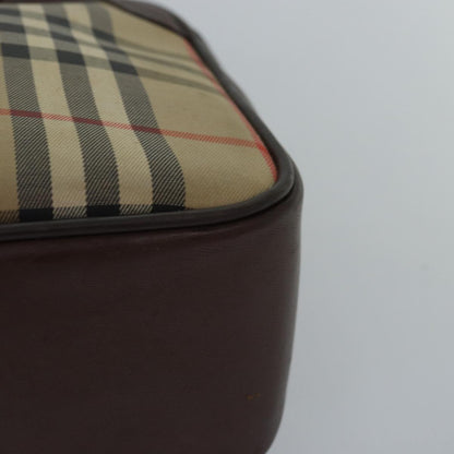 BURBERRYSs Nova Check Hand Bag Canvas Beige Auth bs14957