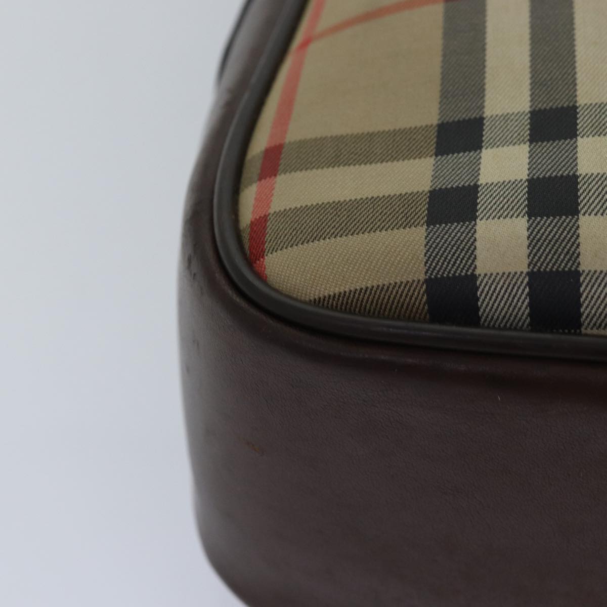 BURBERRYSs Nova Check Hand Bag Canvas Beige Auth bs14957