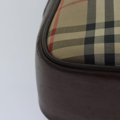 BURBERRYSs Nova Check Hand Bag Canvas Beige Auth bs14957
