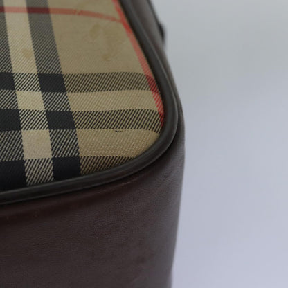 BURBERRYSs Nova Check Hand Bag Canvas Beige Auth bs14957