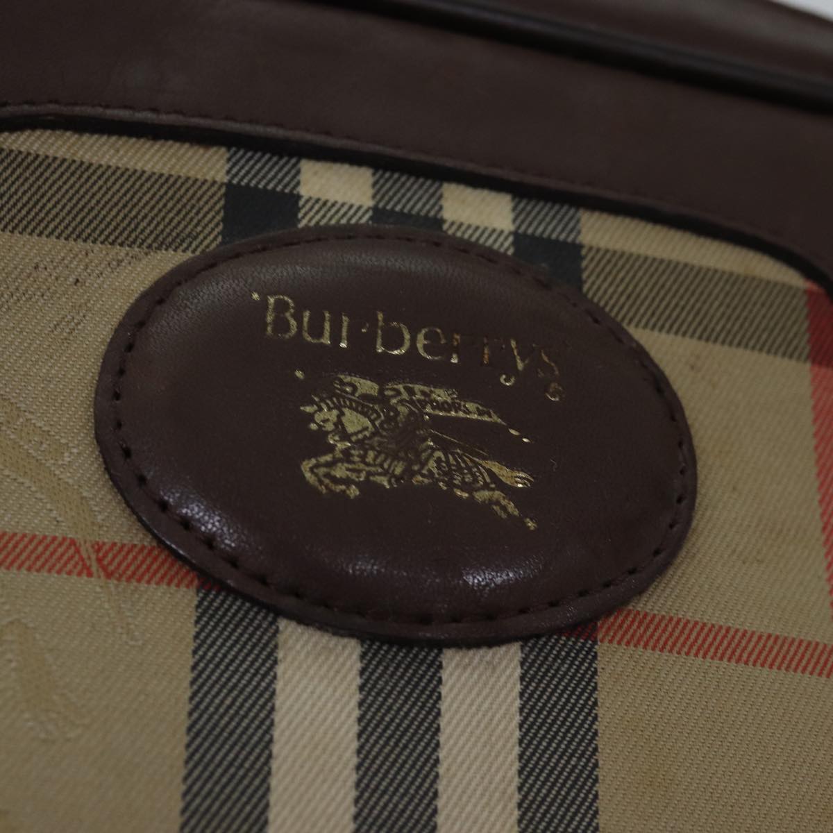 BURBERRYSs Nova Check Hand Bag Canvas Beige Auth bs14957
