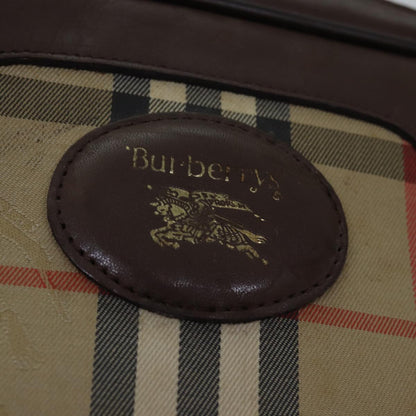 BURBERRYSs Nova Check Hand Bag Canvas Beige Auth bs14957
