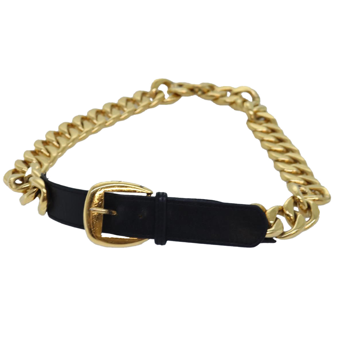 Chanel Chain Belt metal ." Gold Black CC Auth bs