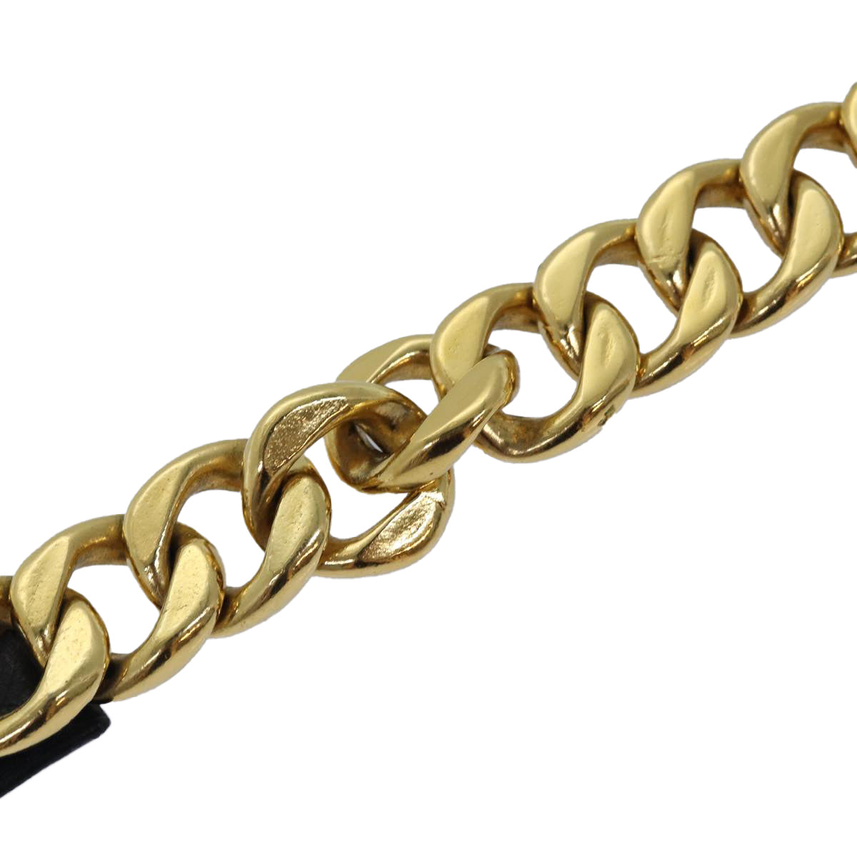 Chanel Chain Belt metal ." Gold Black CC Auth bs