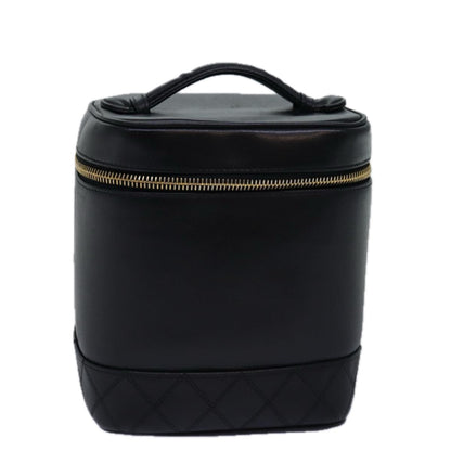 Chanel Bicolole Vanity Cosmetic Pouch Leather Black CC Auth bs