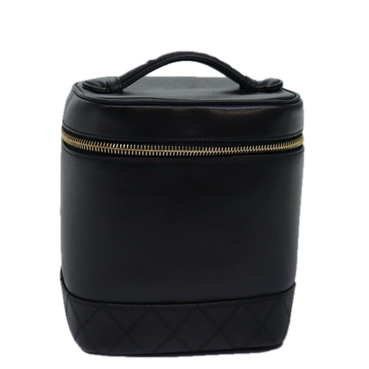 Chanel Bicolole Vanity Cosmetic Pouch Leather Black CC Auth bs