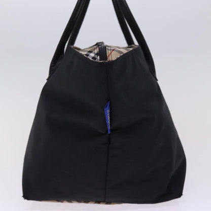 BURBERRYSs Nova Check Blue Label Hand Bag Nylon Beige Black Auth bs14994