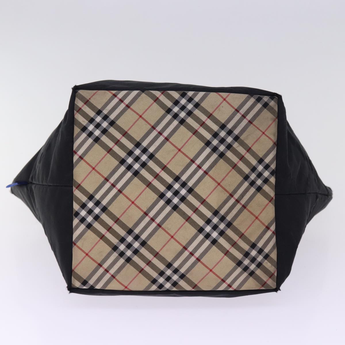BURBERRYSs Nova Check Blue Label Hand Bag Nylon Beige Black Auth bs14994