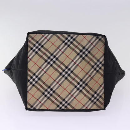 BURBERRYSs Nova Check Blue Label Hand Bag Nylon Beige Black Auth bs14994