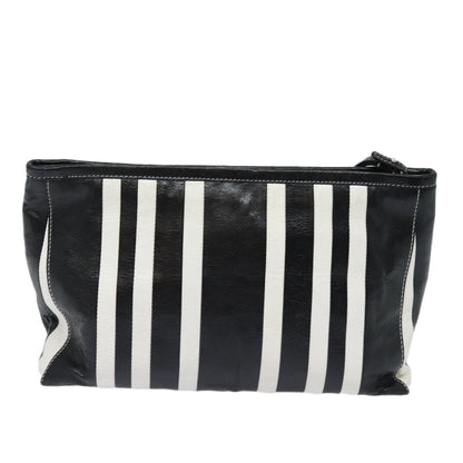 Balenciaga Clutch Bag Leather Black White Auth bs15028
