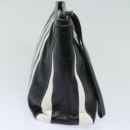 Balenciaga Clutch Bag Leather Black White Auth bs15028