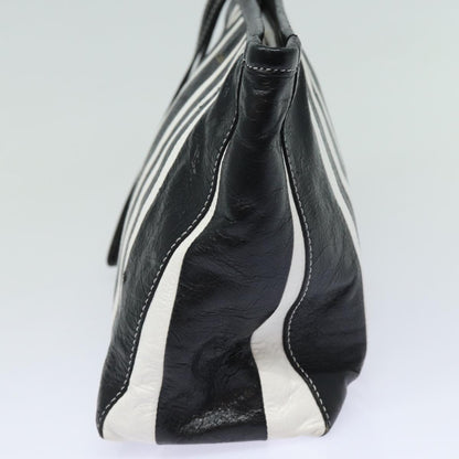Balenciaga Clutch Bag Leather Black White Auth bs15028
