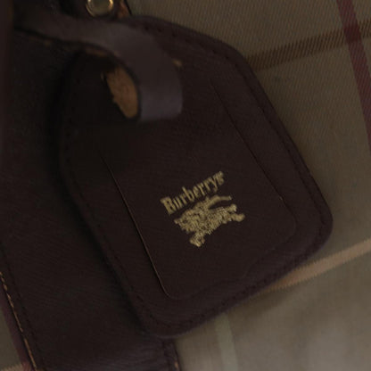 BURBERRYSs Nova Check Boston Bag Canvas Beige Auth bs15037