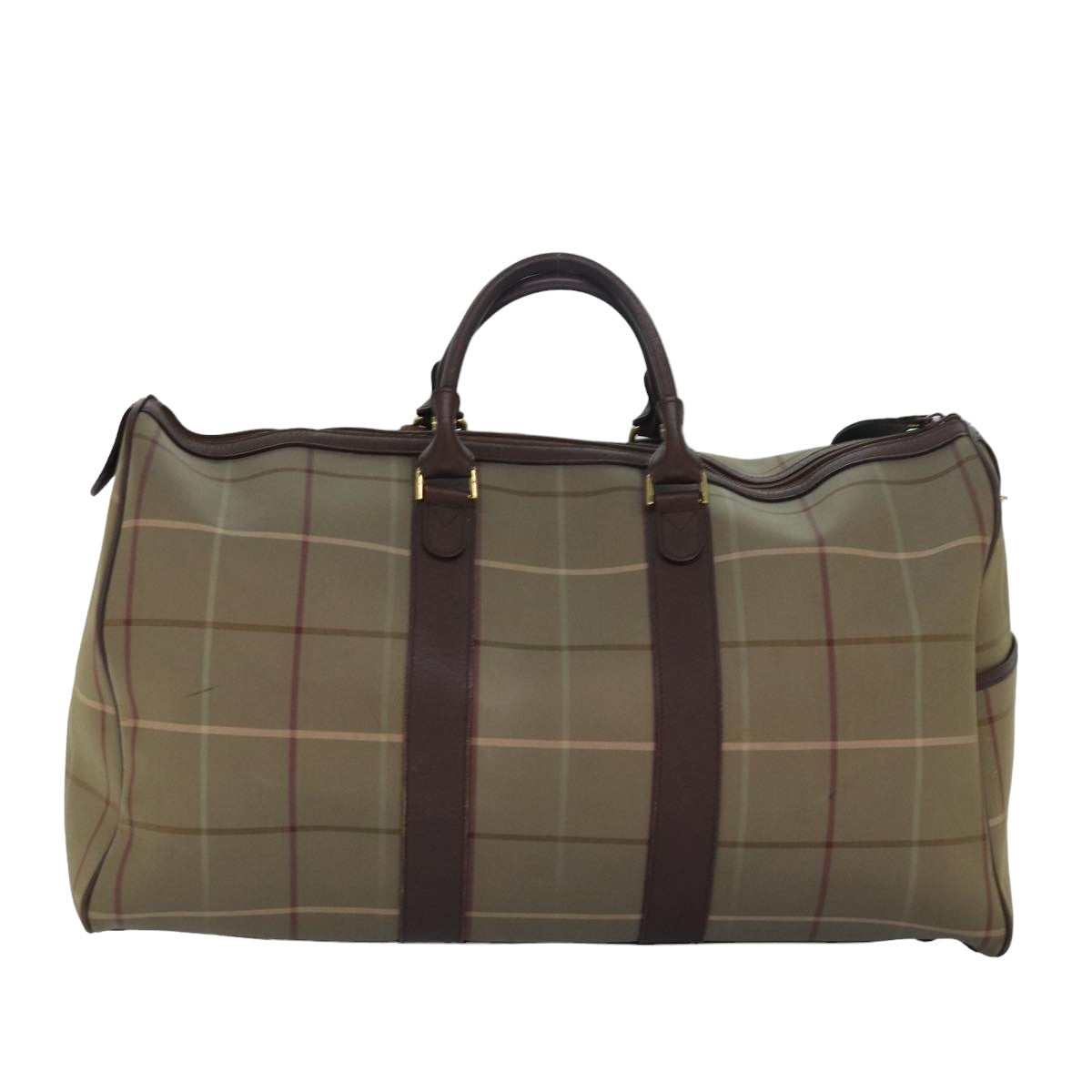 BURBERRYSs Nova Check Boston Bag Canvas Beige Auth bs15037