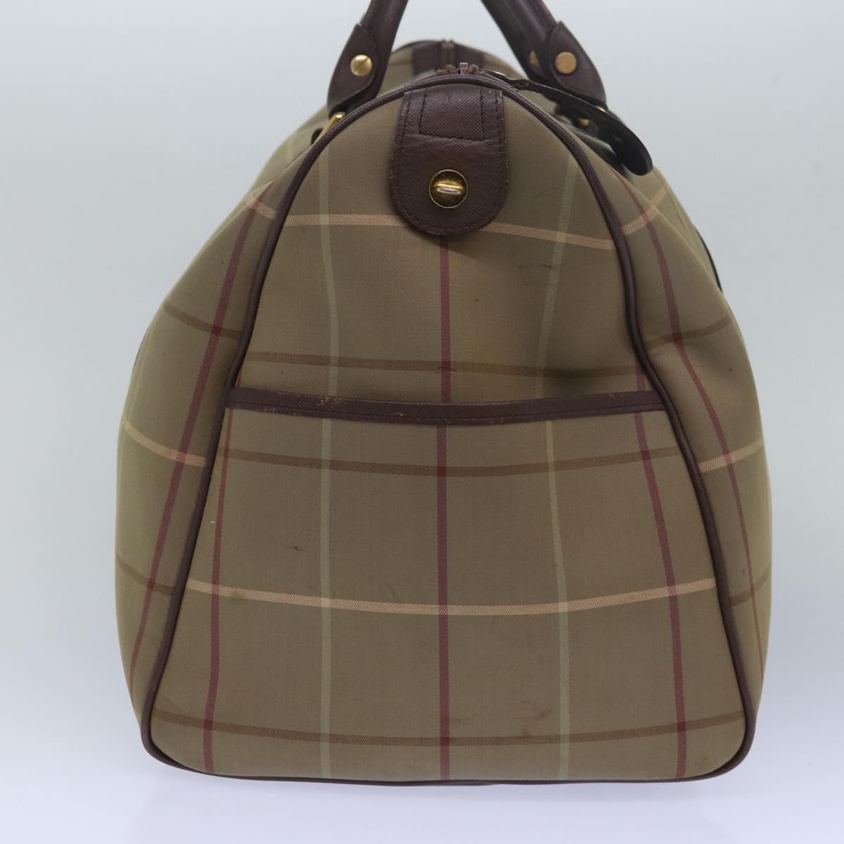 BURBERRYSs Nova Check Boston Bag Canvas Beige Auth bs15037
