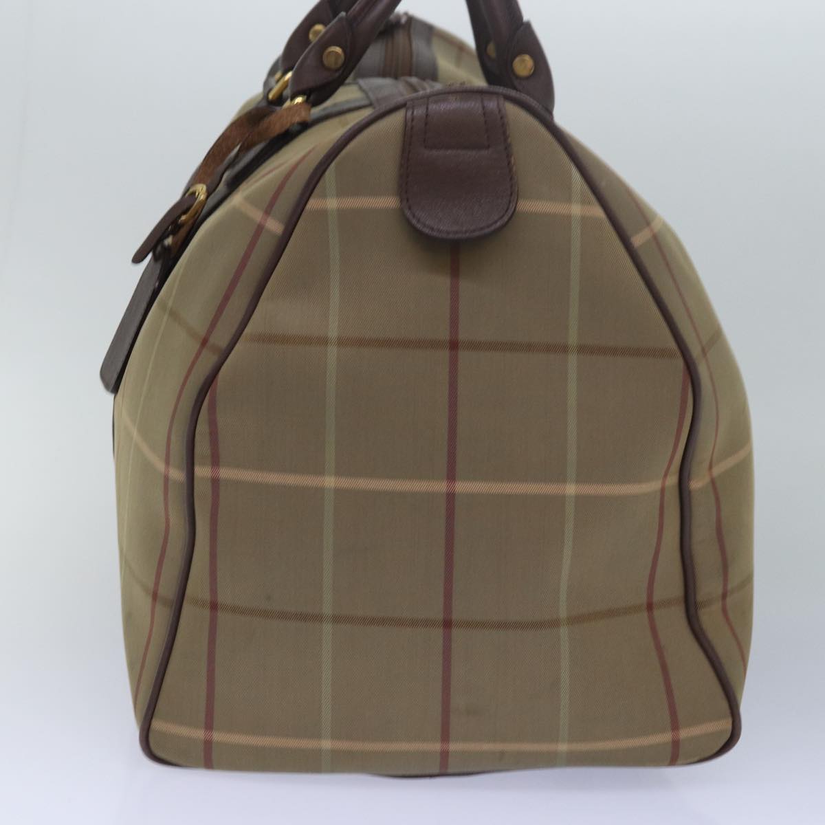 BURBERRYSs Nova Check Boston Bag Canvas Beige Auth bs15037