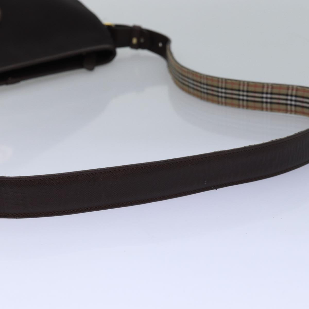 BURBERRYSs Shoulder Bag PVC Leather Brown Auth bs15062