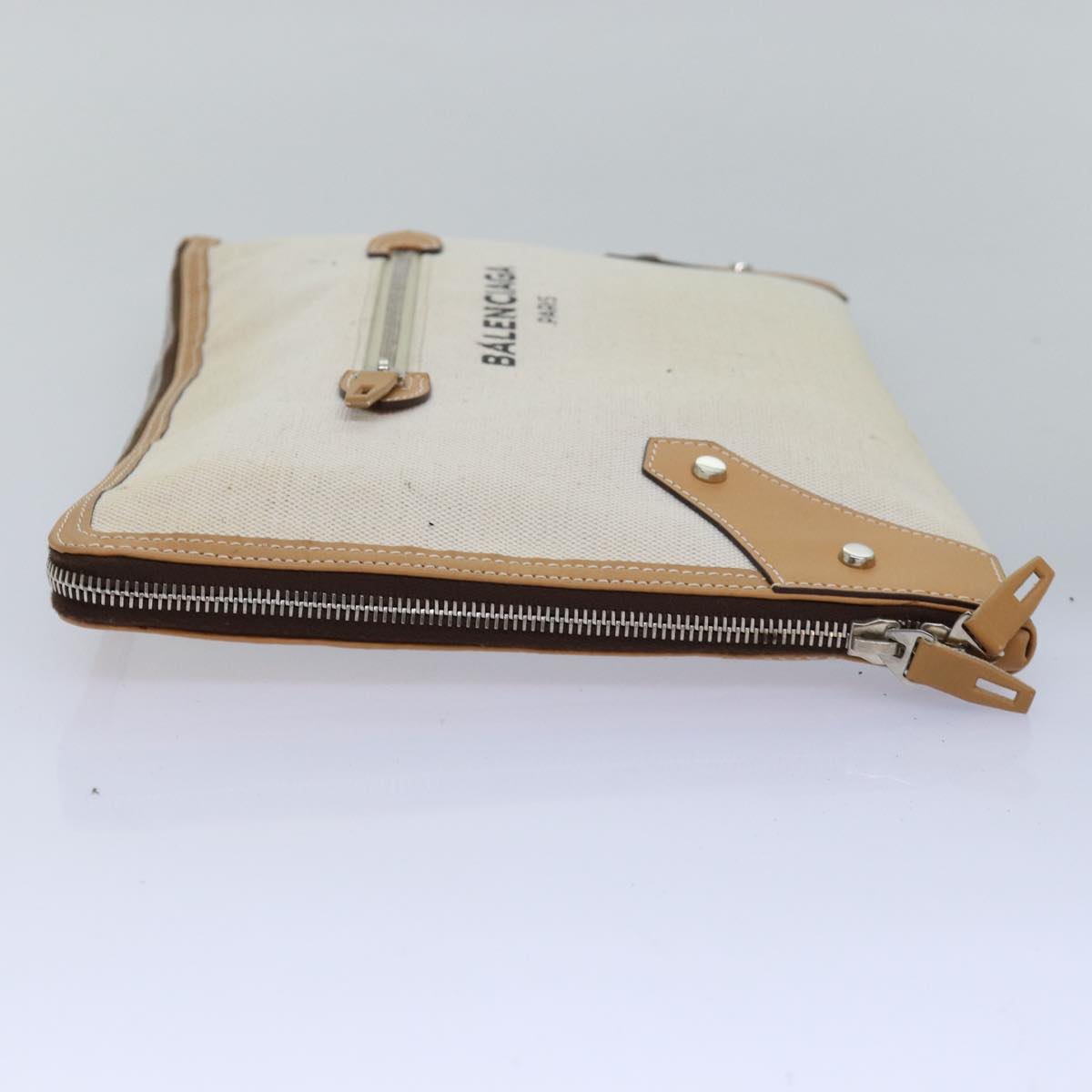 Balenciaga Clutch Bag Canvas Beige 419994 Auth bs15134