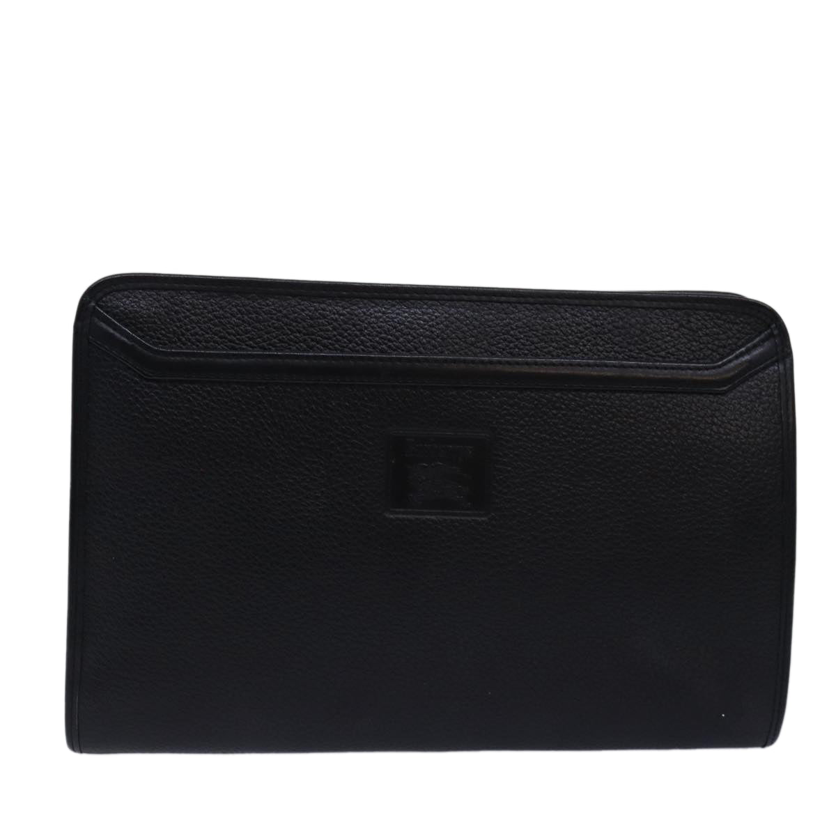 BURBERRYSs Clutch Bag Leather Black Auth bs15137