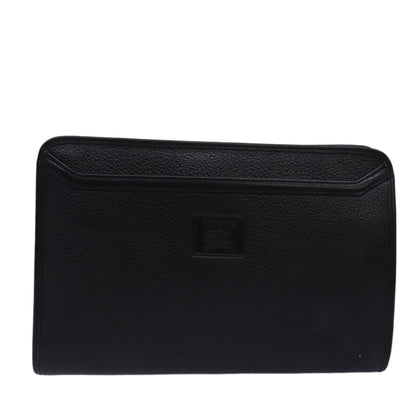 BURBERRYSs Clutch Bag Leather Black Auth bs15137