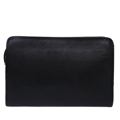 BURBERRYSs Clutch Bag Leather Black Auth bs15137