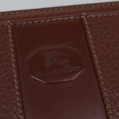 BURBERRYSs Clutch Bag Leather Brown Auth bs15138