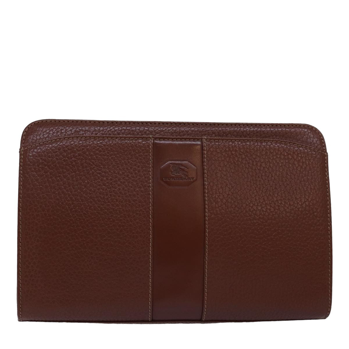 BURBERRYSs Clutch Bag Leather Brown Auth bs15138