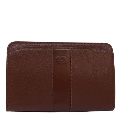 BURBERRYSs Clutch Bag Leather Brown Auth bs15138
