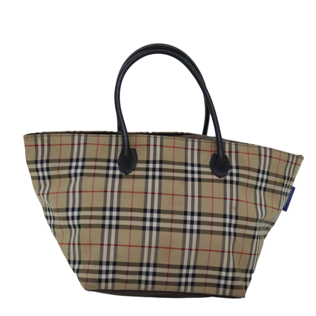 BURBERRYSs Nova Check Blue Label Tote Bag Nylon Beige Auth bs15244
