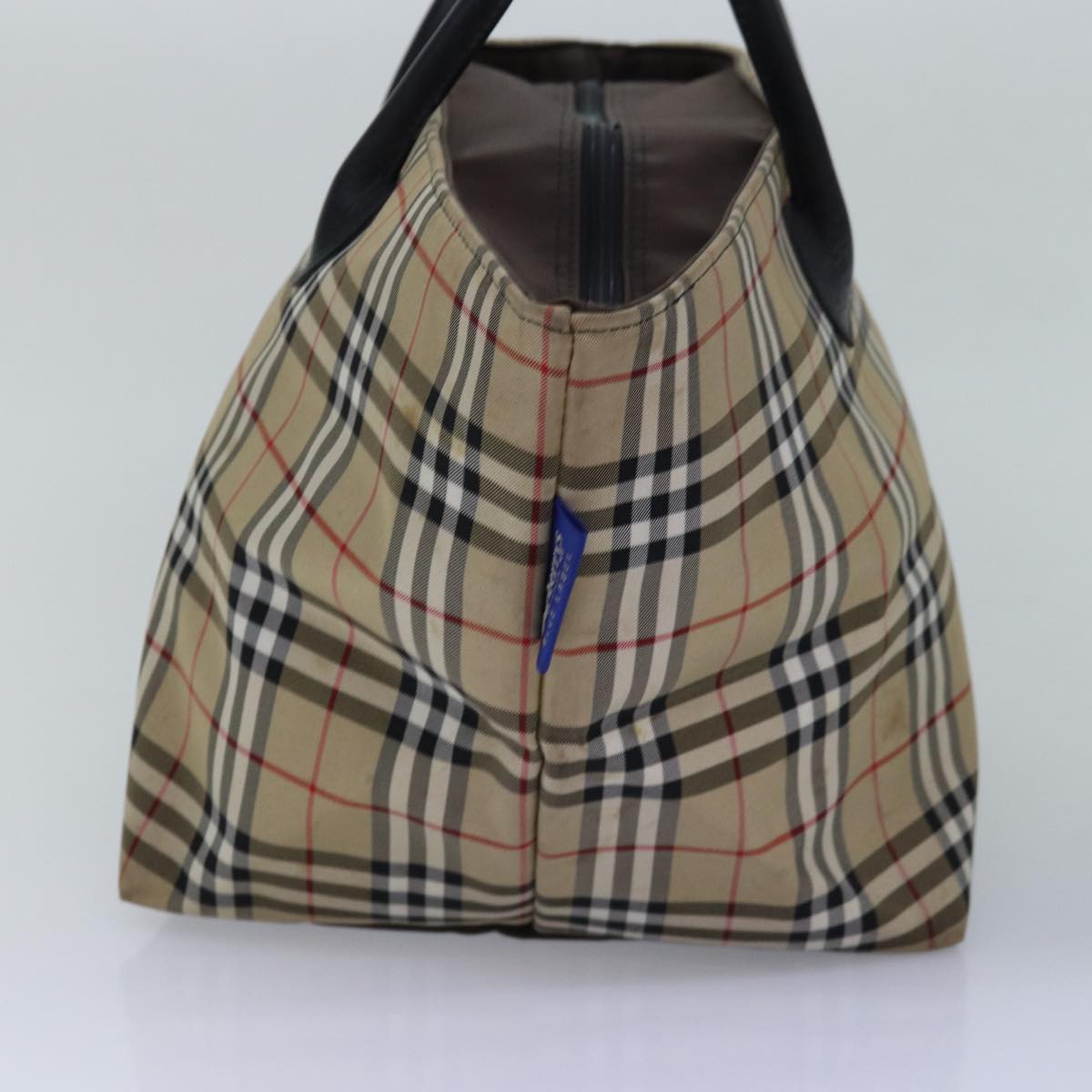 BURBERRYSs Nova Check Blue Label Tote Bag Nylon Beige Auth bs15244