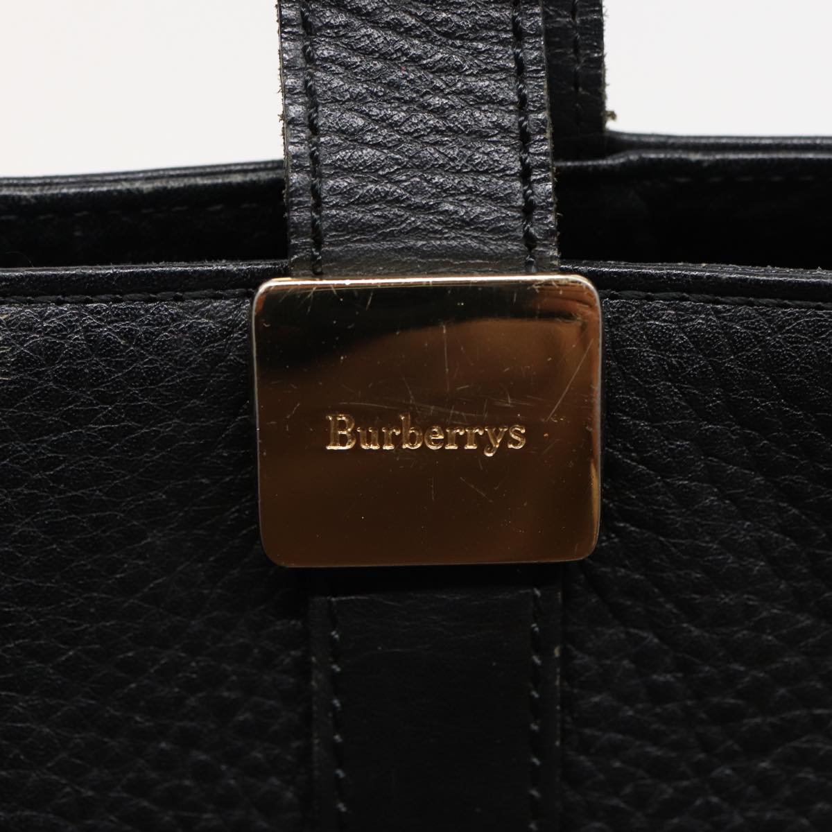 BURBERRYSs Hand Bag Leather Black Auth bs15308