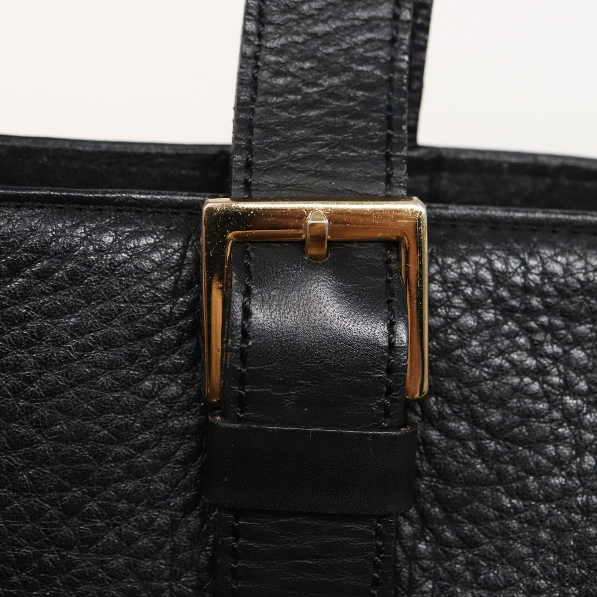 BURBERRYSs Hand Bag Leather Black Auth bs15308