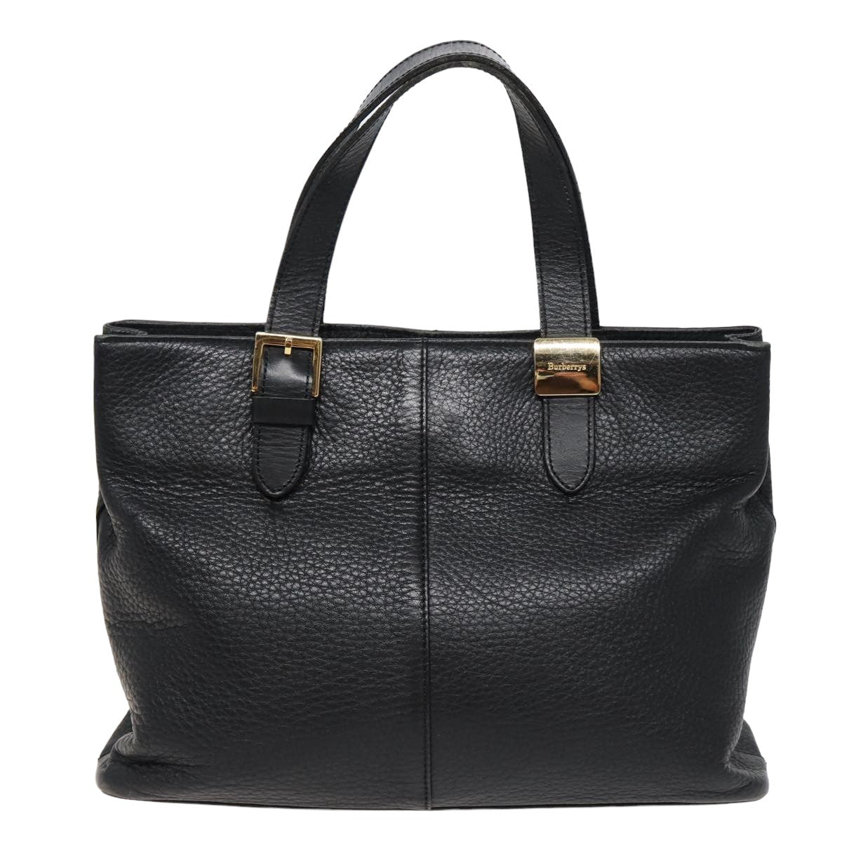BURBERRYSs Hand Bag Leather Black Auth bs15308
