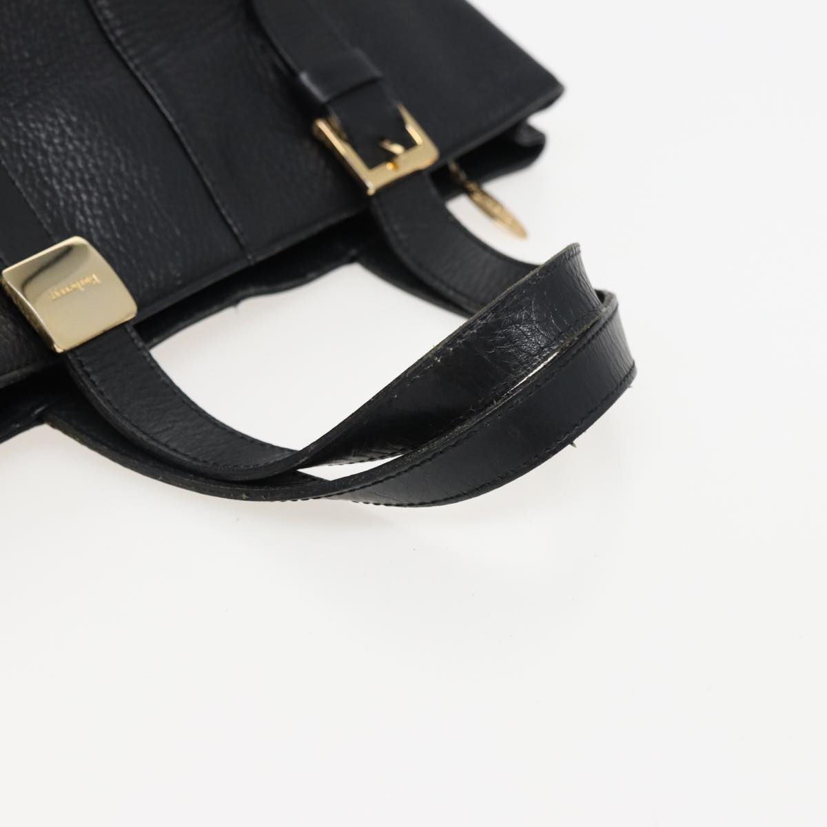 BURBERRYSs Hand Bag Leather Black Auth bs15308