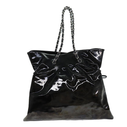 Chanel COCO Mark Chain Shoulder Bag Patent leather Black CC Auth bs