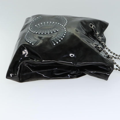 Chanel COCO Mark Chain Shoulder Bag Patent leather Black CC Auth bs