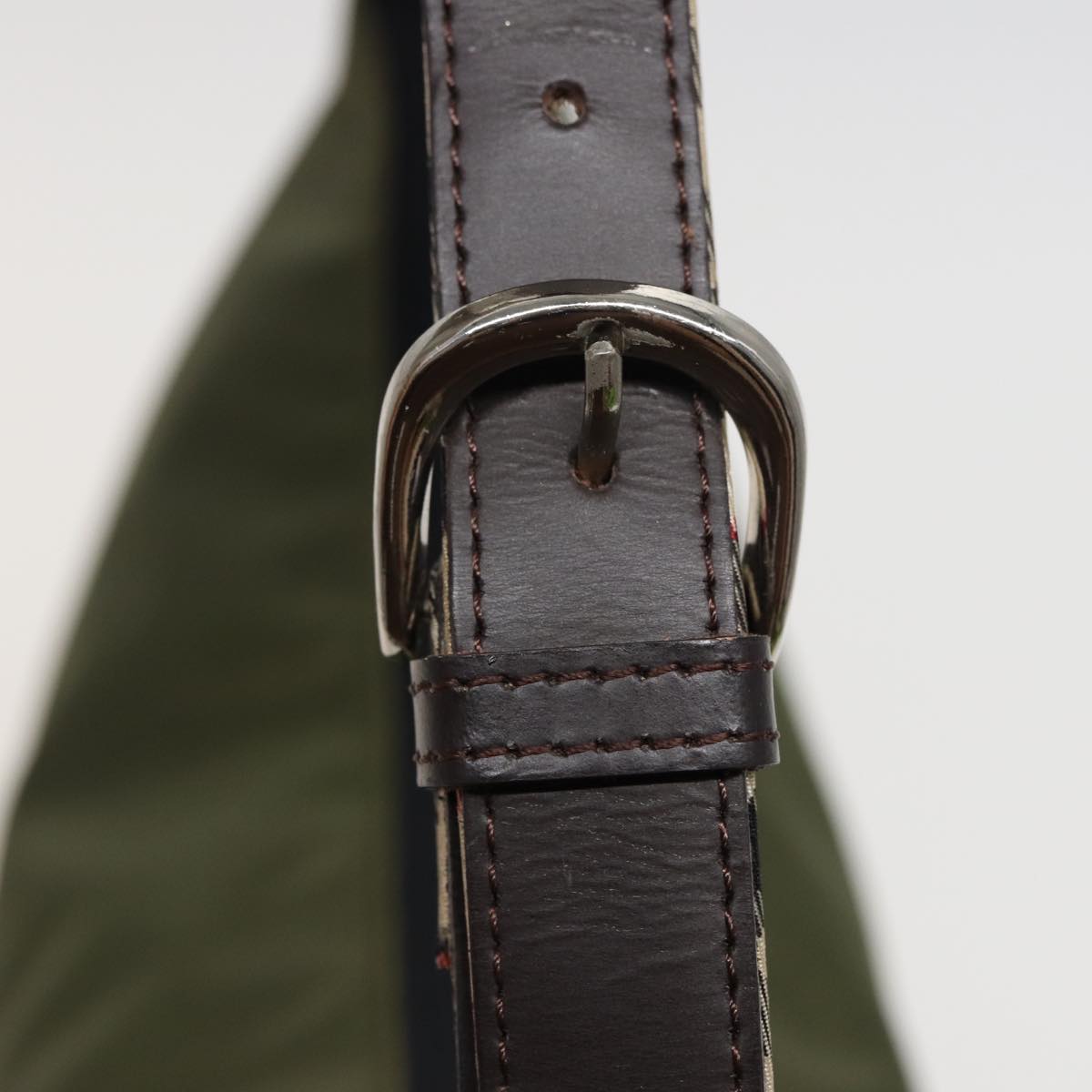 BURBERRYSs Blue Label Shoulder Bag Nylon Khaki Auth bs15353
