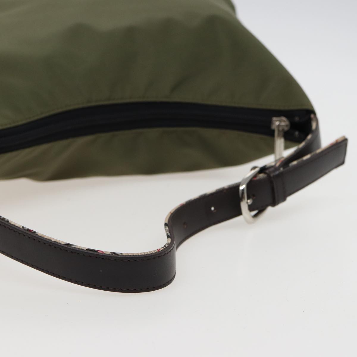 BURBERRYSs Blue Label Shoulder Bag Nylon Khaki Auth bs15353