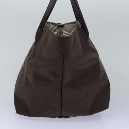 BURBERRY Nova Check Blue Label Tote Bag Nylon Beige Auth bs15358
