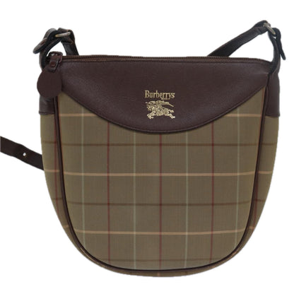 BURBERRYSs Nova Check Shoulder Bag Canvas Brown Auth bs15361