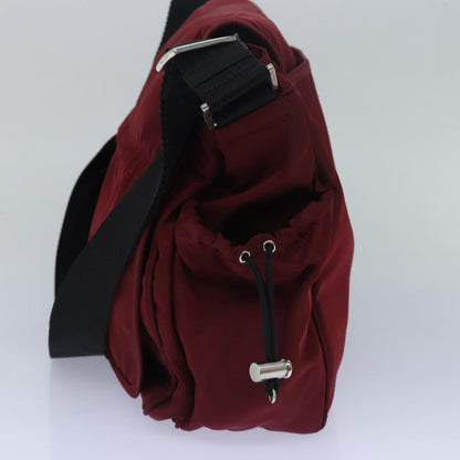 PRADA Shoulder Bag Nylon Red Black Auth bs15379