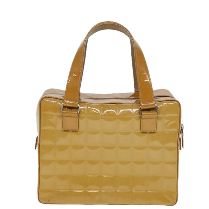 Chanel Choco Bar Hand Bag Patent leather Yellow CC Auth bs