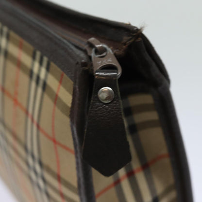 BURBERRYSs Nova Check Clutch Bag Canvas Beige Auth bs15450