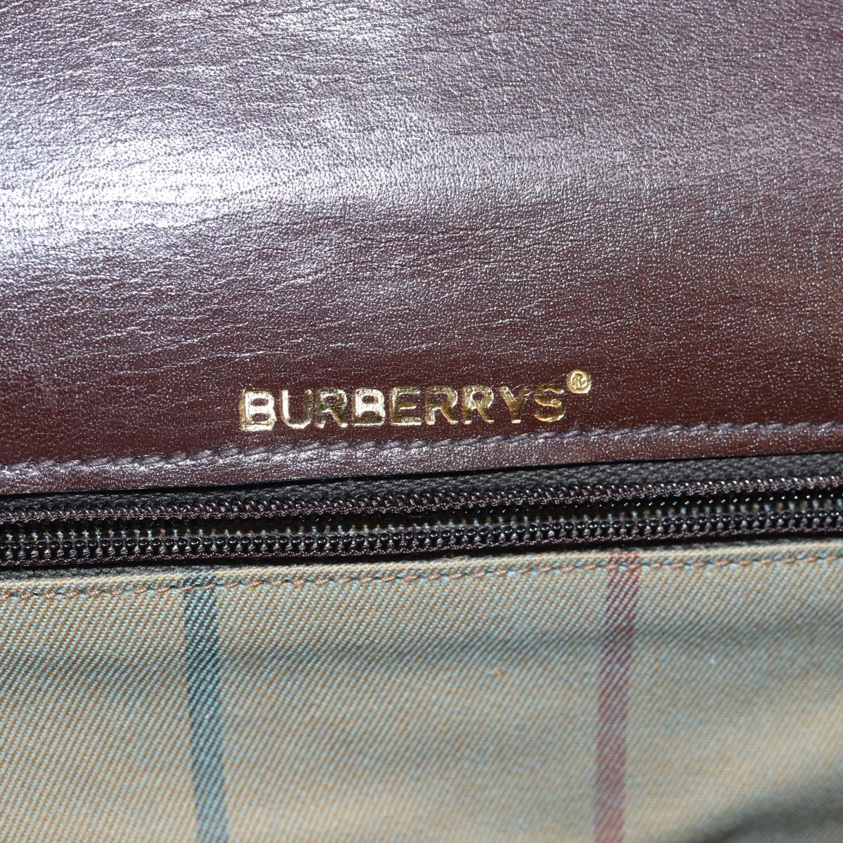 BURBERRYSs Nova Check Hand Bag Leather Brown Auth bs15451