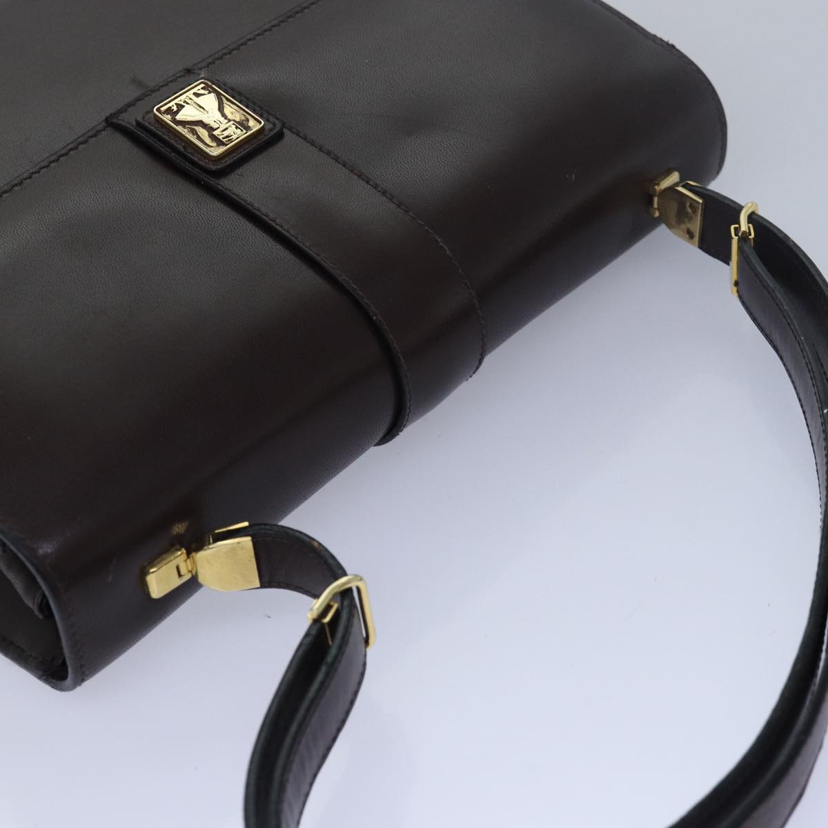 BURBERRYSs Nova Check Hand Bag Leather Brown Auth bs15451