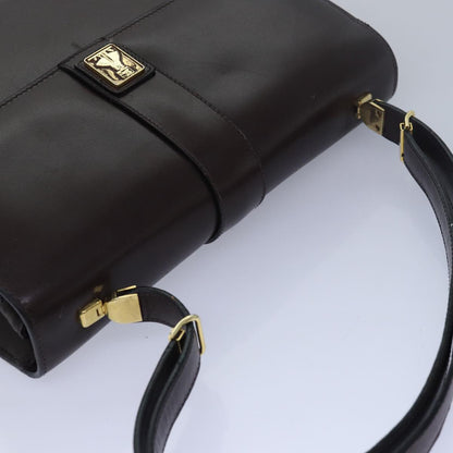 BURBERRYSs Nova Check Hand Bag Leather Brown Auth bs15451