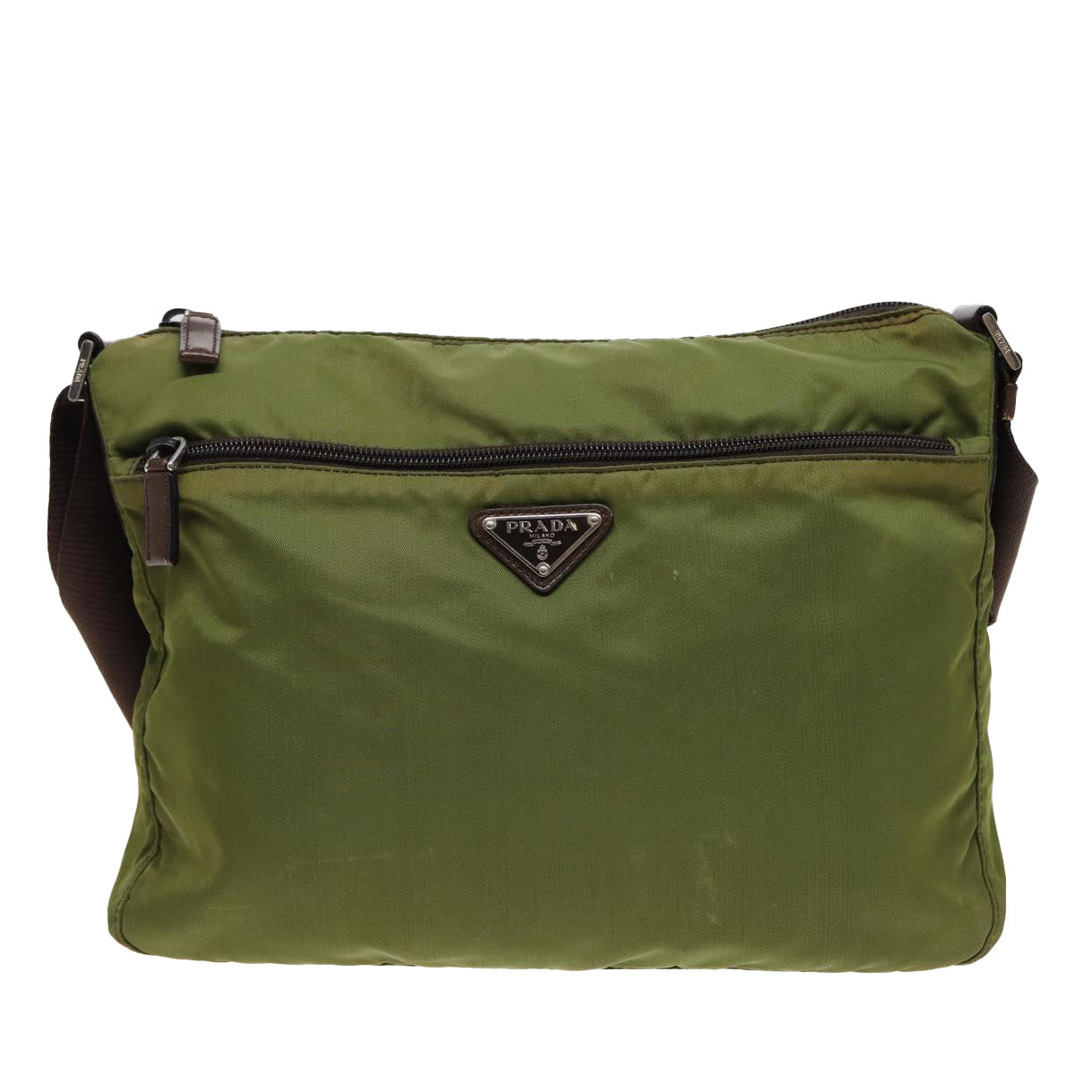 PRADA Shoulder Bag Nylon Khaki Auth bs15592