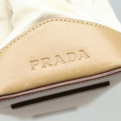 PRADA Shoulder Bag Nylon Leather White Auth bs15605