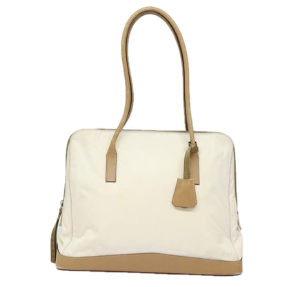 PRADA Shoulder Bag Nylon Leather White Auth bs15605