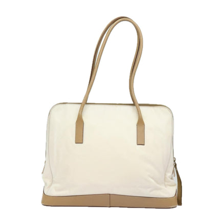 PRADA Shoulder Bag Nylon Leather White Auth bs15605